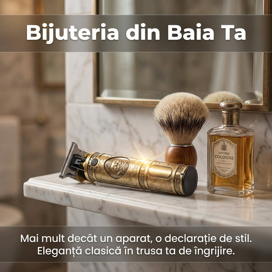Mașină de Tuns și Contur , Wireless, Lame T-Blade Oțel Inoxidabil, Autonomie 120 min, Design Vintage Gold