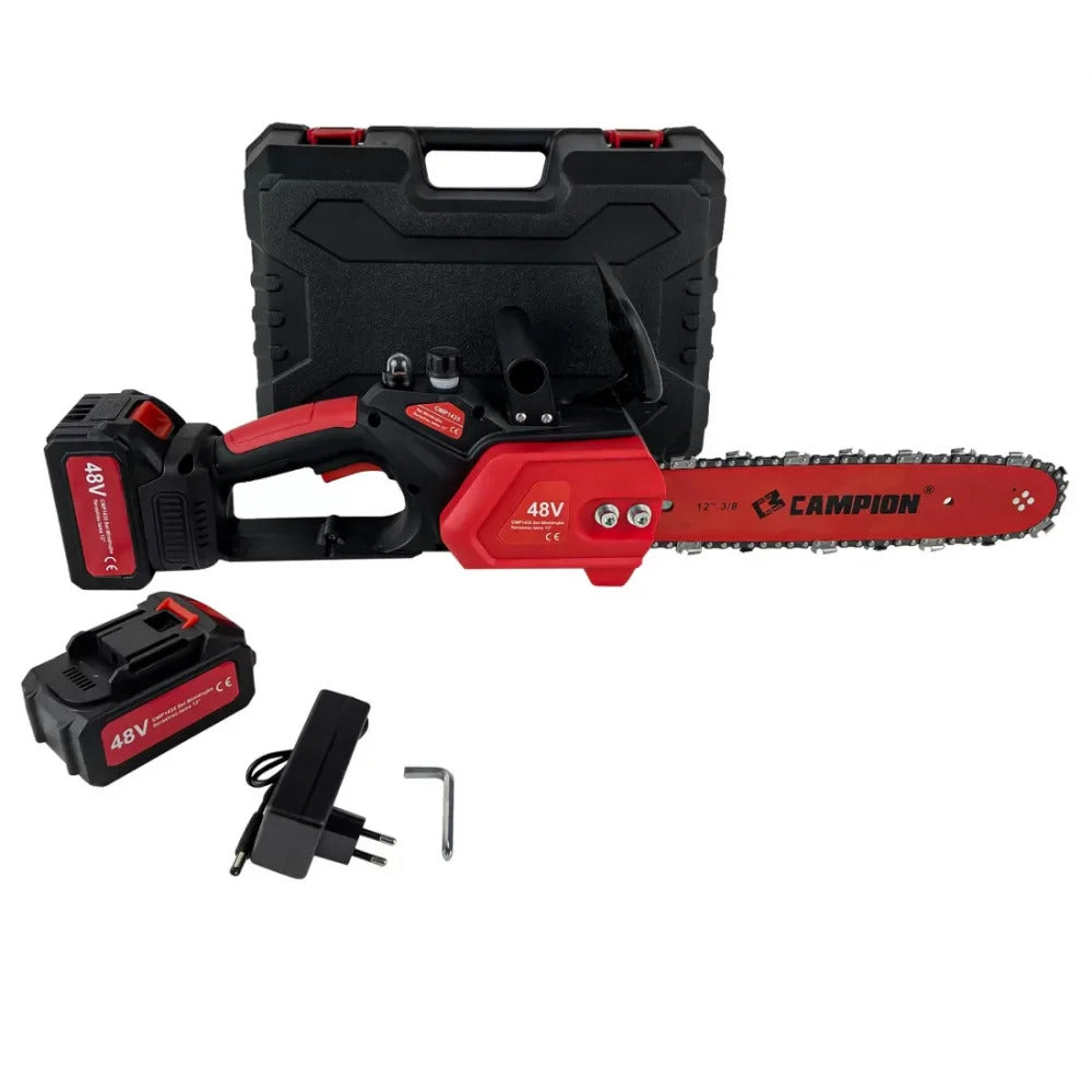Drujbă cu Acumulator Campion 48V – Lamă 30 cm, 2 Acumulatori