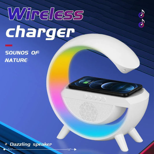 Lampa Smart LED RGB si Incarcator Wireless 15W, Lumini Ambientale, Sincronizare muzicala