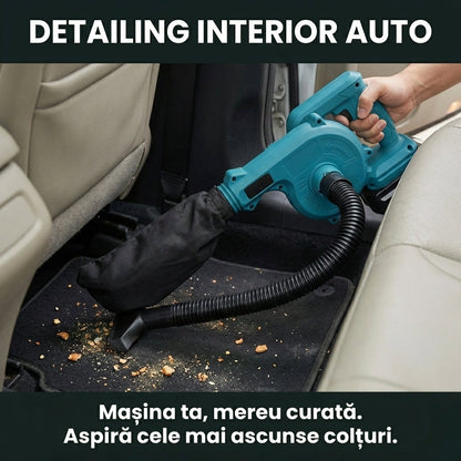 Suflantă & Aspirator 2-în-1 pe Acumulatori 48V - Putere 1080W, 19.000 RPM, Set Complet cu 2 Baterii