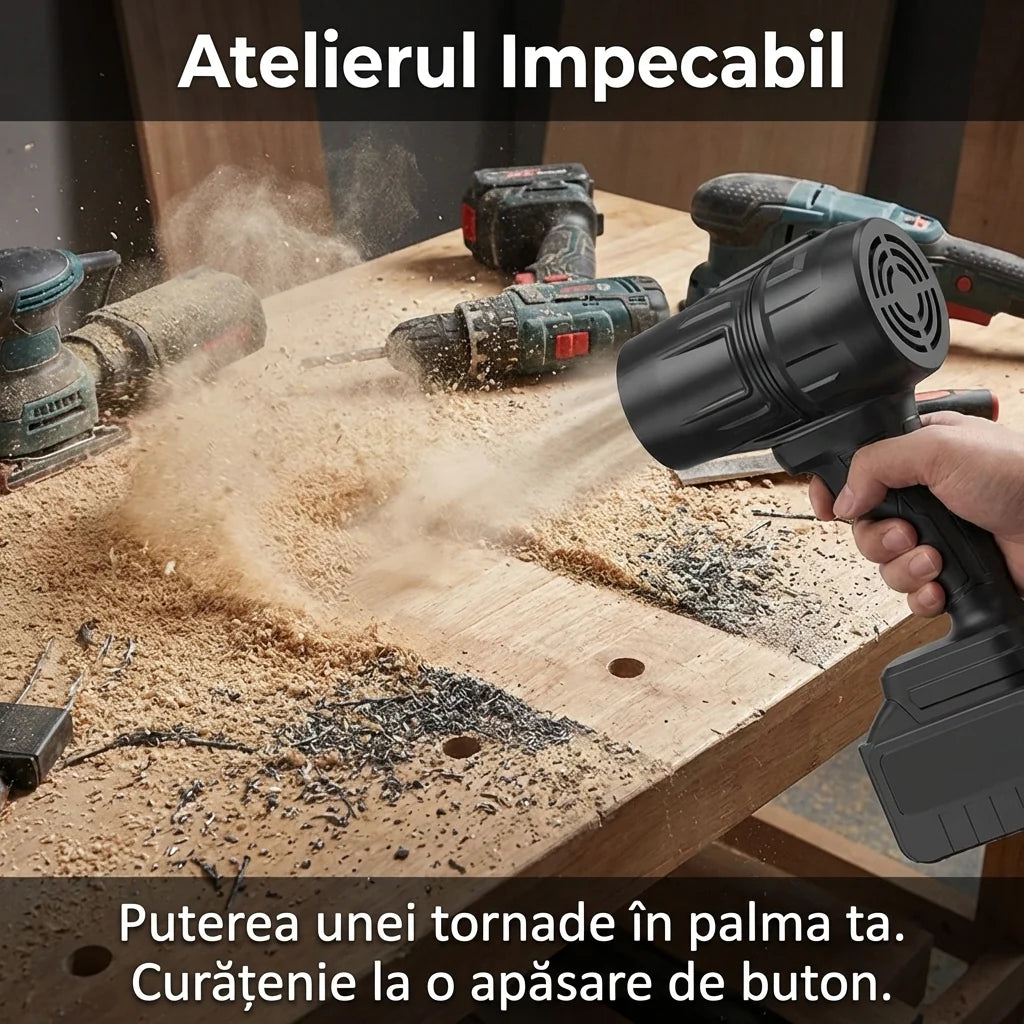 Suflantă Turbo Portabilă - Uscare Auto & Curățare Zăpadă + 2 Acumulatori 48V