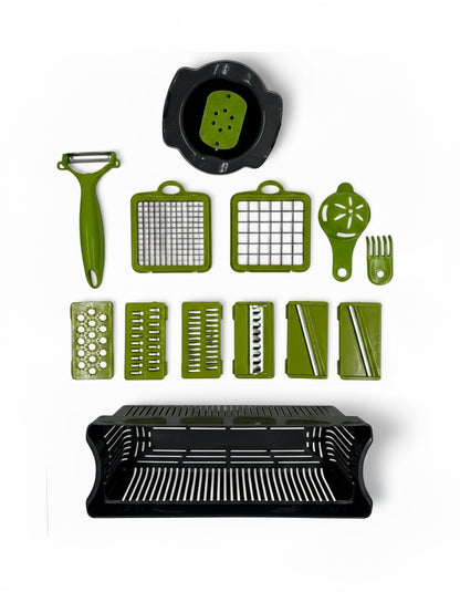 Razatoare  Multifunctionala 2 in 1 pentru legume si fructe, 16 de piese