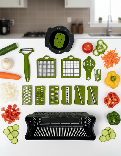 Razatoare  Multifunctionala 2 in 1 pentru legume si fructe, 16 de piese