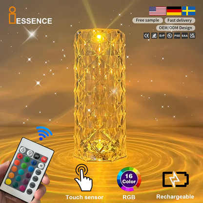 Set 2x Lampi LED - RGB cu Design Cristal, Telecomanda Inclusa, Control Tactil.