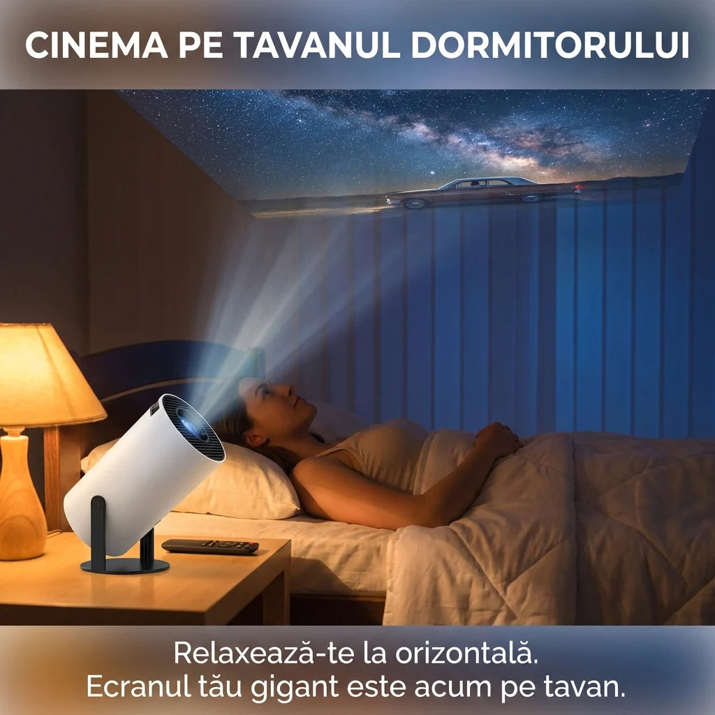 Consolă de Jocuri HD cu Proiector Portabil X10 PLUS, Android 11.0, 120 ANSI Lumeni, WiFi 5G, Include 2 Controllere, Alb