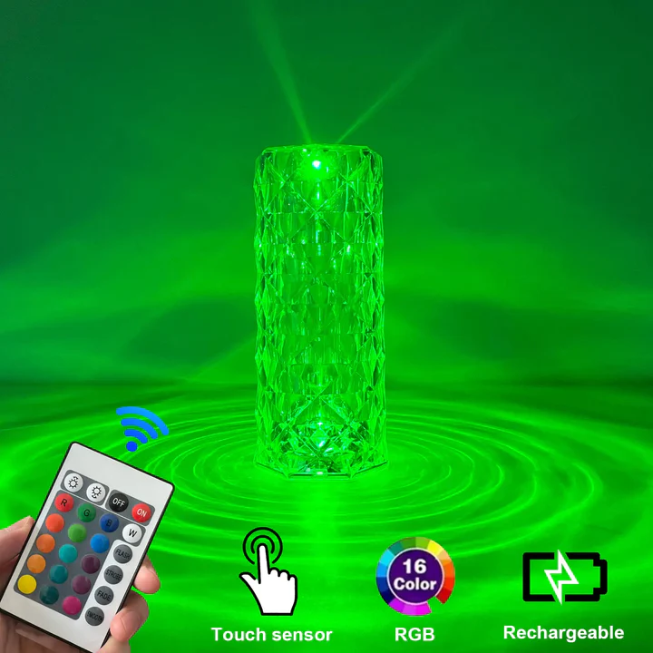 Set 2x Lampi LED - RGB cu Design Cristal, Telecomanda Inclusa, Control Tactil.