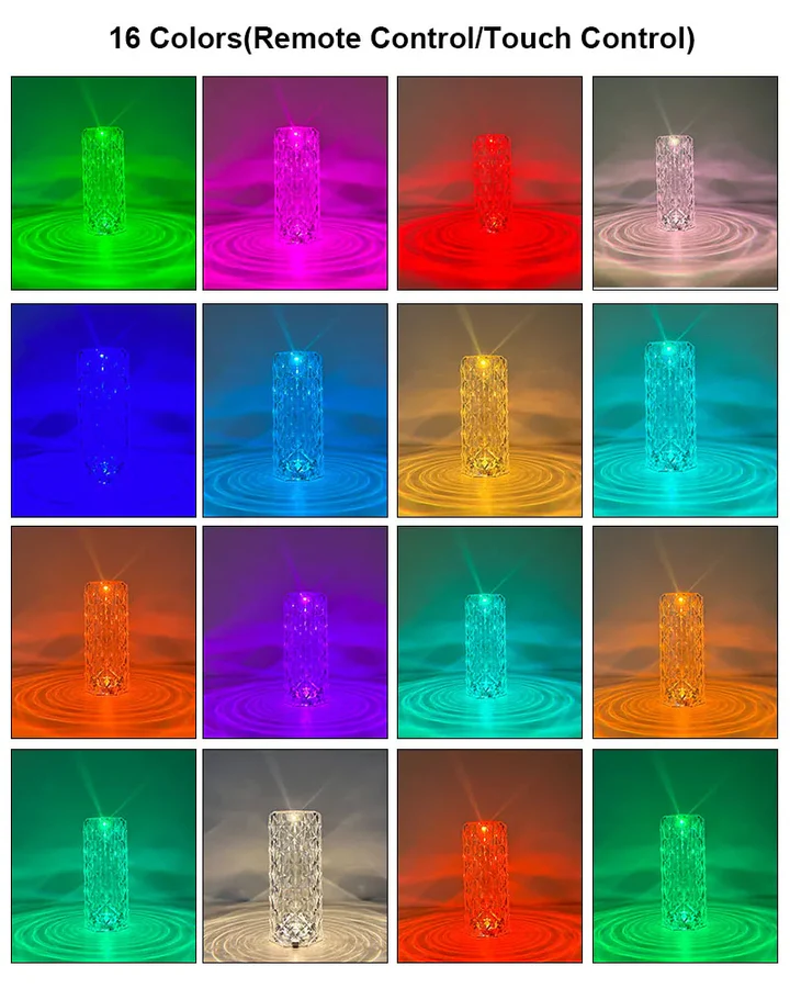Set 2x Lampi LED - RGB cu Design Cristal, Telecomanda Inclusa, Control Tactil.