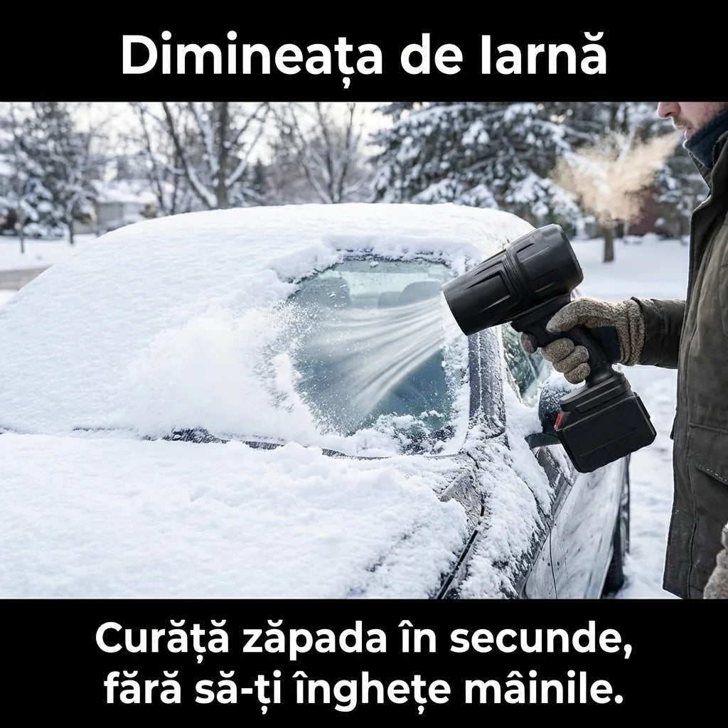 Suflantă Turbo Portabilă - Uscare Auto & Curățare Zăpadă + 2 Acumulatori 48V