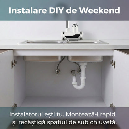 Robinet Electric Instant 3000W cu Încălzitor și Duș Inclus, Afișaj LCD, Rotire 360°, Montare Ușoară pe Chiuvetă, Alb/Crom