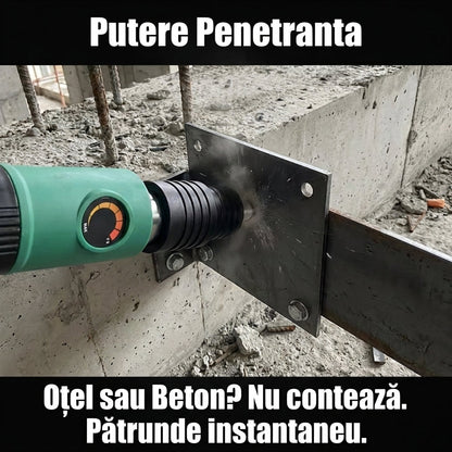 Pistol de Bătut Cuie în Beton  + 50 Cuie - Putere Ajustabilă 3 Trepte & Amortizor Zgomot (Fără Aer/Curent)