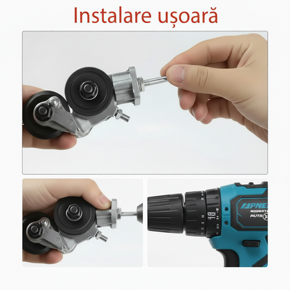 Adaptor Profesional Tăiere Tablă pentru Bormașină - Foarfecă Electrică 2mm cu Role de Ghidaj & Instalare Rapidă