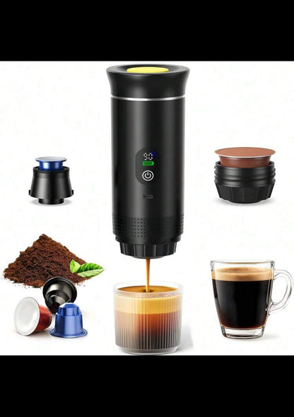 Espressor Portabil 3 în 1 – Cafea Măcinată, Capsule Nespresso & Dolce Gusto