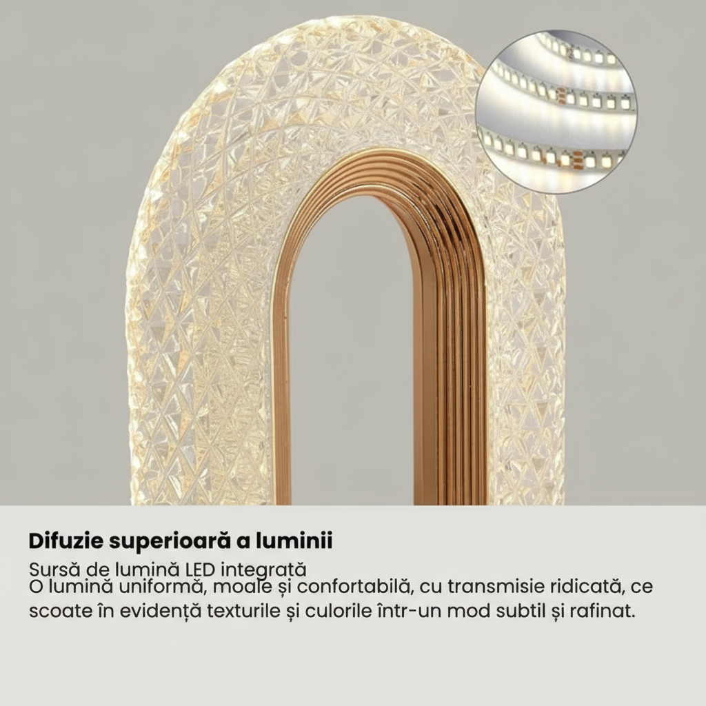 Lampă LED Cristal, Lumina Ambientală 3 Culori