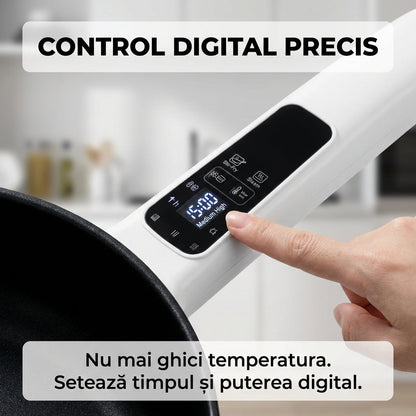 Tigaie Electrică Multifuncțională 3L cu Afișaj Digital, 26cm, 1350W, Antiaderentă