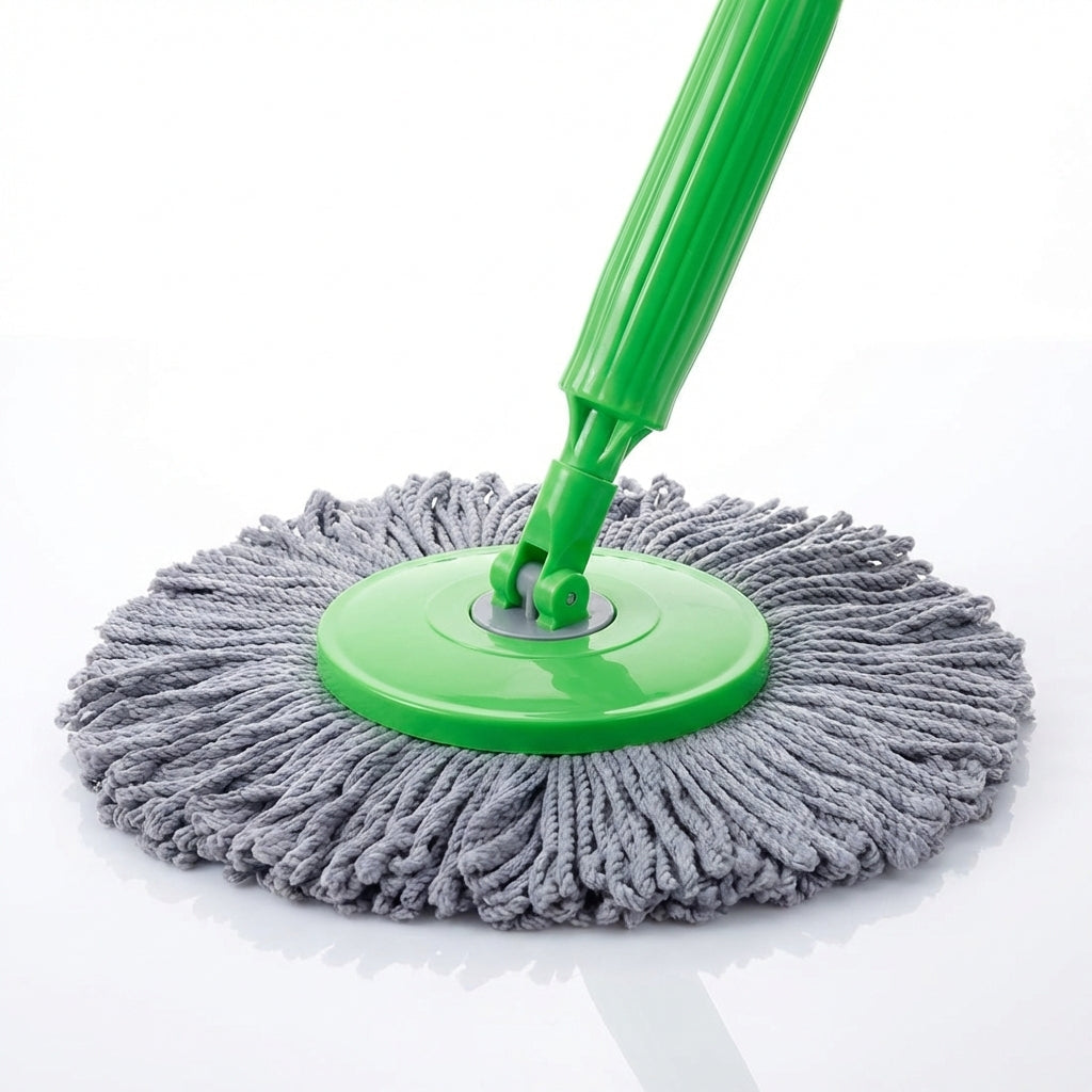 Mop Uriaș cu Stoarcere Automată 360°, Microfibră Ultraabsorbantă, Sistem Fără Găleată, Mâner Telescopic, Verde