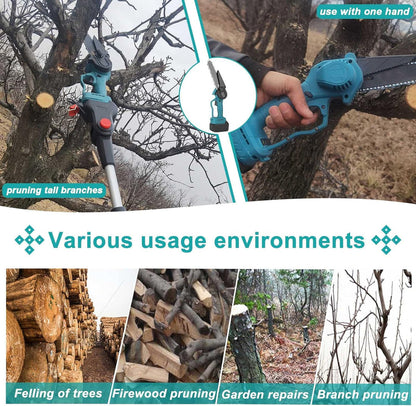 Set Grădinărit 2-în-1: Mini Drujbă Telescopică & Foarfecă Electrică - 2 Acumulatori 48V, Lamă 15cm & Motor Brushless