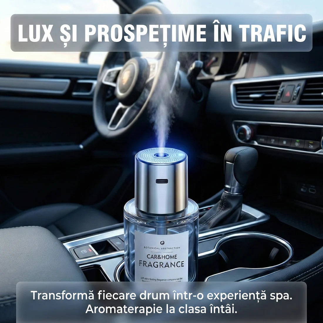 Difuzor Odorizant Automat 160ml pentru Auto și Casă, Acumulator Reîncărcabil, 5 Trepte de Intensitate, Aromaterapie Portabilă