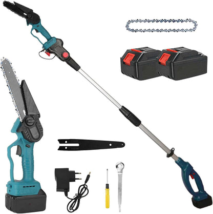 Set Grădinărit 2-în-1: Mini Drujbă Telescopică & Foarfecă Electrică - 2 Acumulatori 48V, Lamă 15cm & Motor Brushless