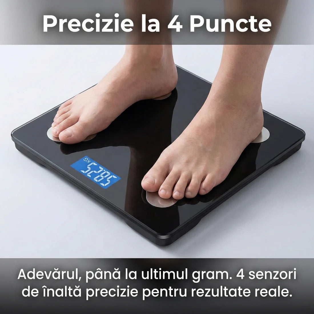 Cântar Corporal Smart Digital cu Bluetooth, Sticlă Securizată, Monitorizare prin Aplicație, Capacitate 180kg, Negru