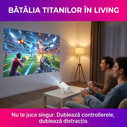 Consolă de Jocuri HD cu Proiector Portabil X10 PLUS, Android 11.0, 120 ANSI Lumeni, WiFi 5G, Include 2 Controllere, Alb