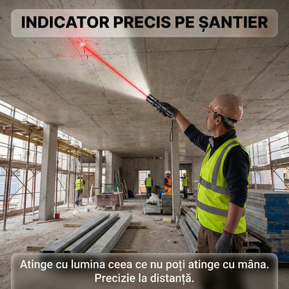 Lanternă LED de Mână Multifuncțională 3-în-1 cu Laser Roșu, Reîncărcabilă, Rezistentă la Șocuri și Apă, Acumulator Inclus