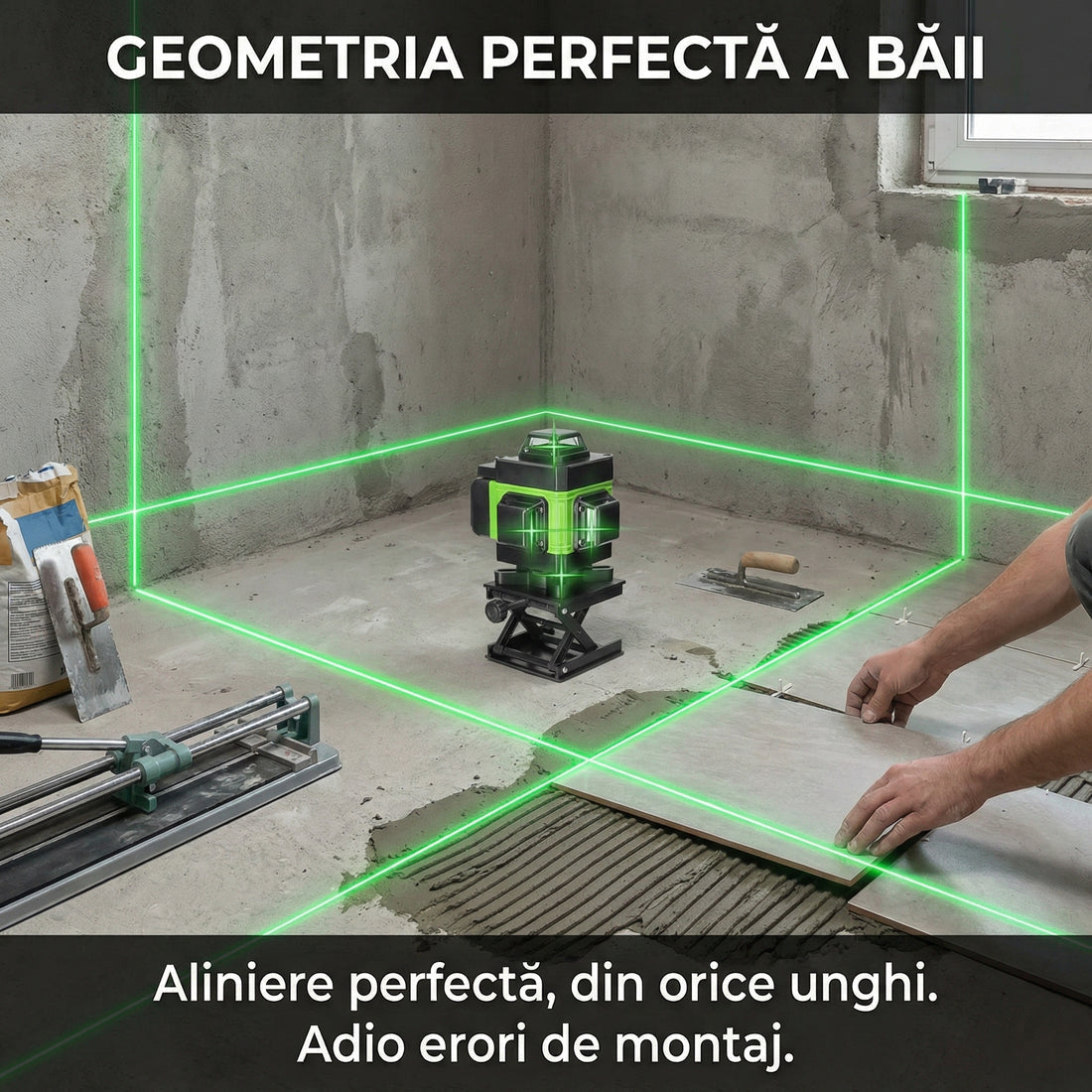 Nivelă Laser 4D Profesională cu 16 Linii - Autonivelare, Control App & Trepied 150cm Inclus