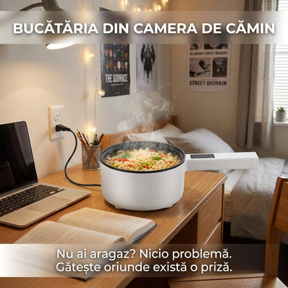 Tigaie Electrică Multifuncțională 3L cu Afișaj Digital, 26cm, 1350W, Antiaderentă