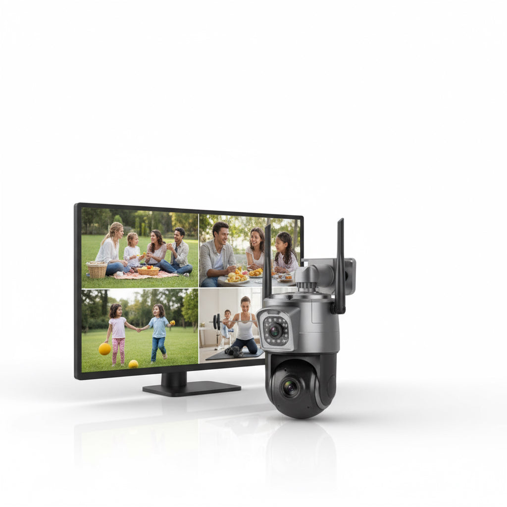 Camera IP Wi-Fi, 8MP, PTZ, Dubla Lente, Zoom Optic, Night Vision, Gri.