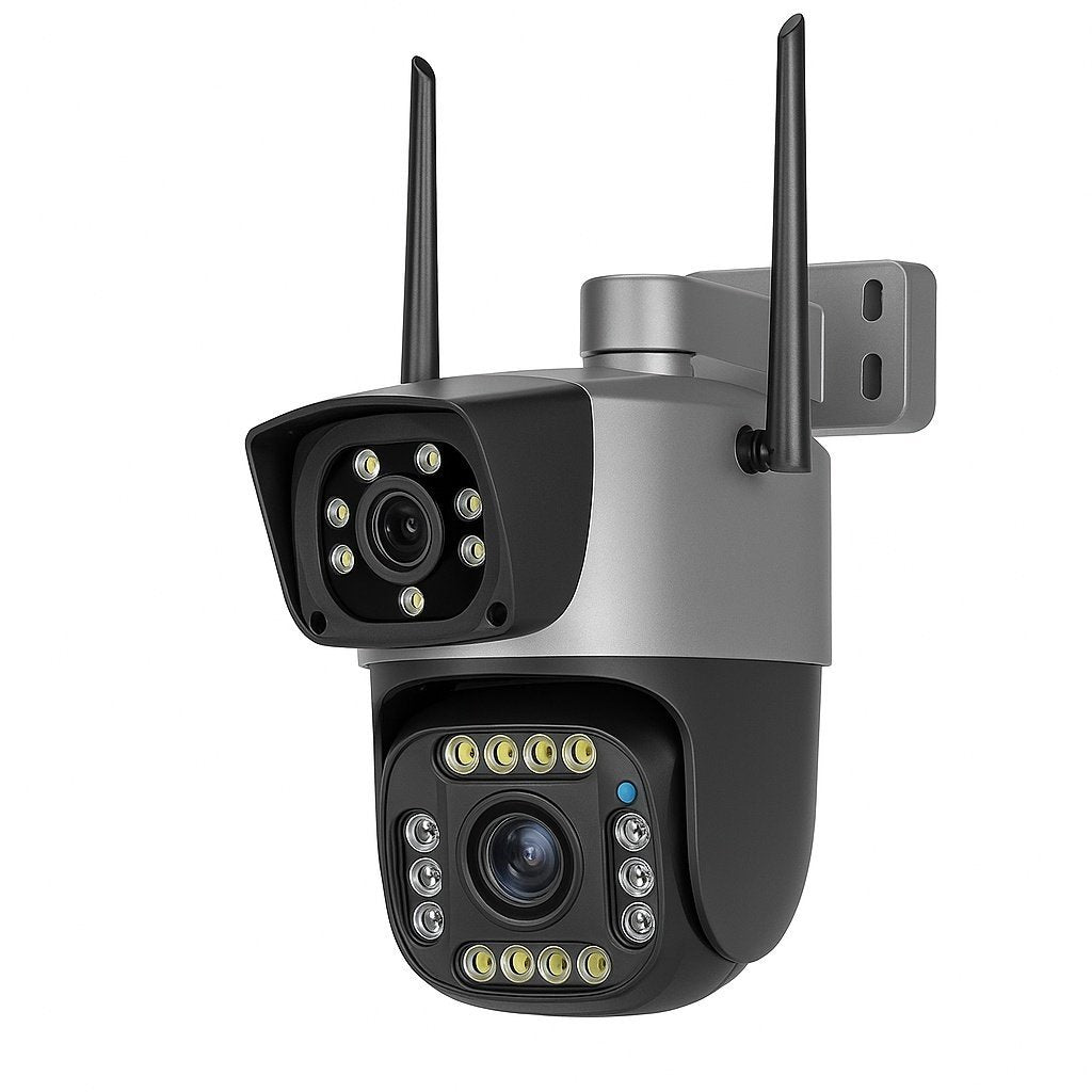 Camera IP Wi-Fi, 8MP, PTZ, Dubla Lente, Zoom Optic, Night Vision, Gri.