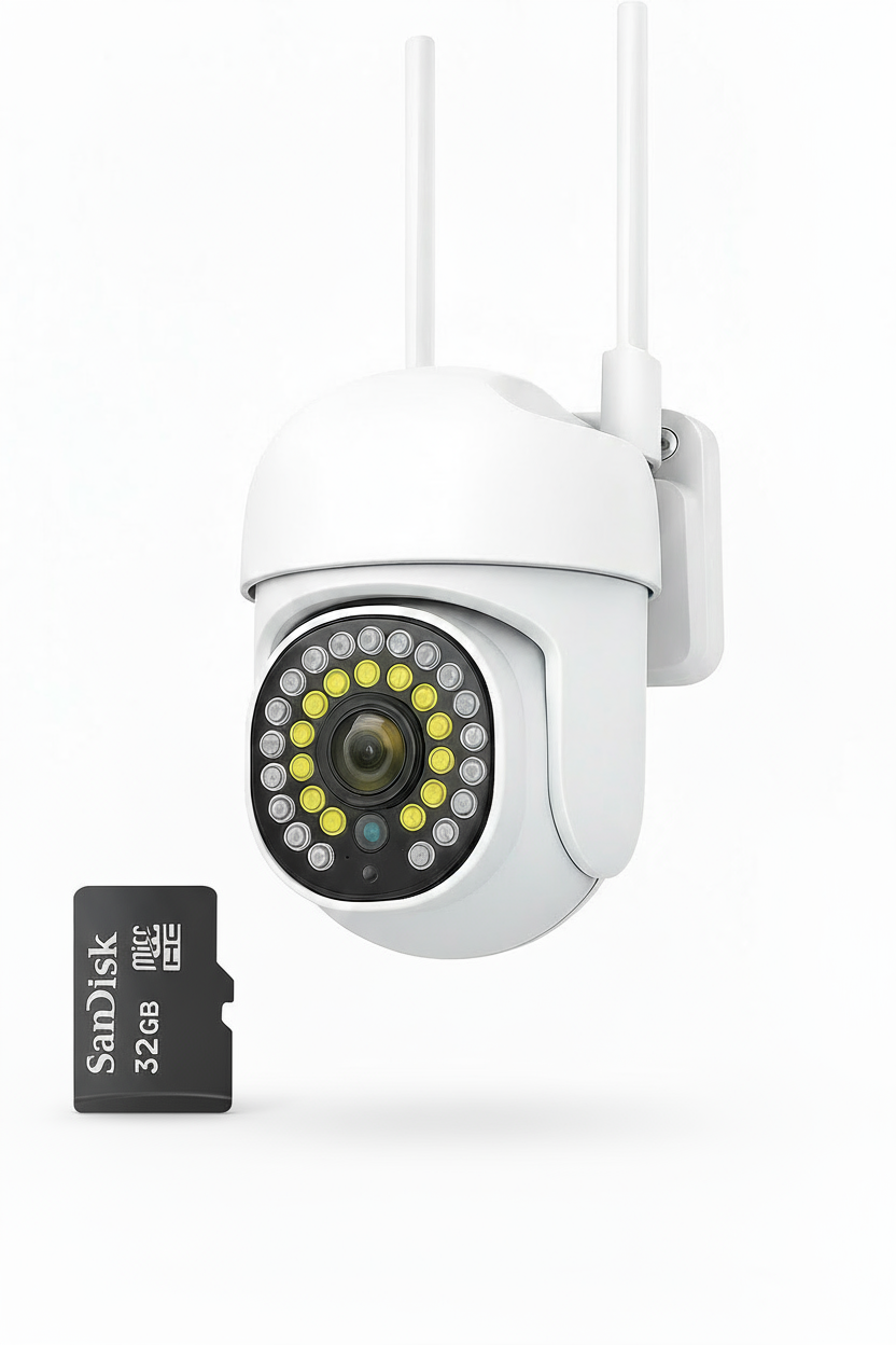 Camera Wifi de Exterior  + Card 32 GB, Vizualizare Live pe Telefon, Night Vision, Senzor de Miscare