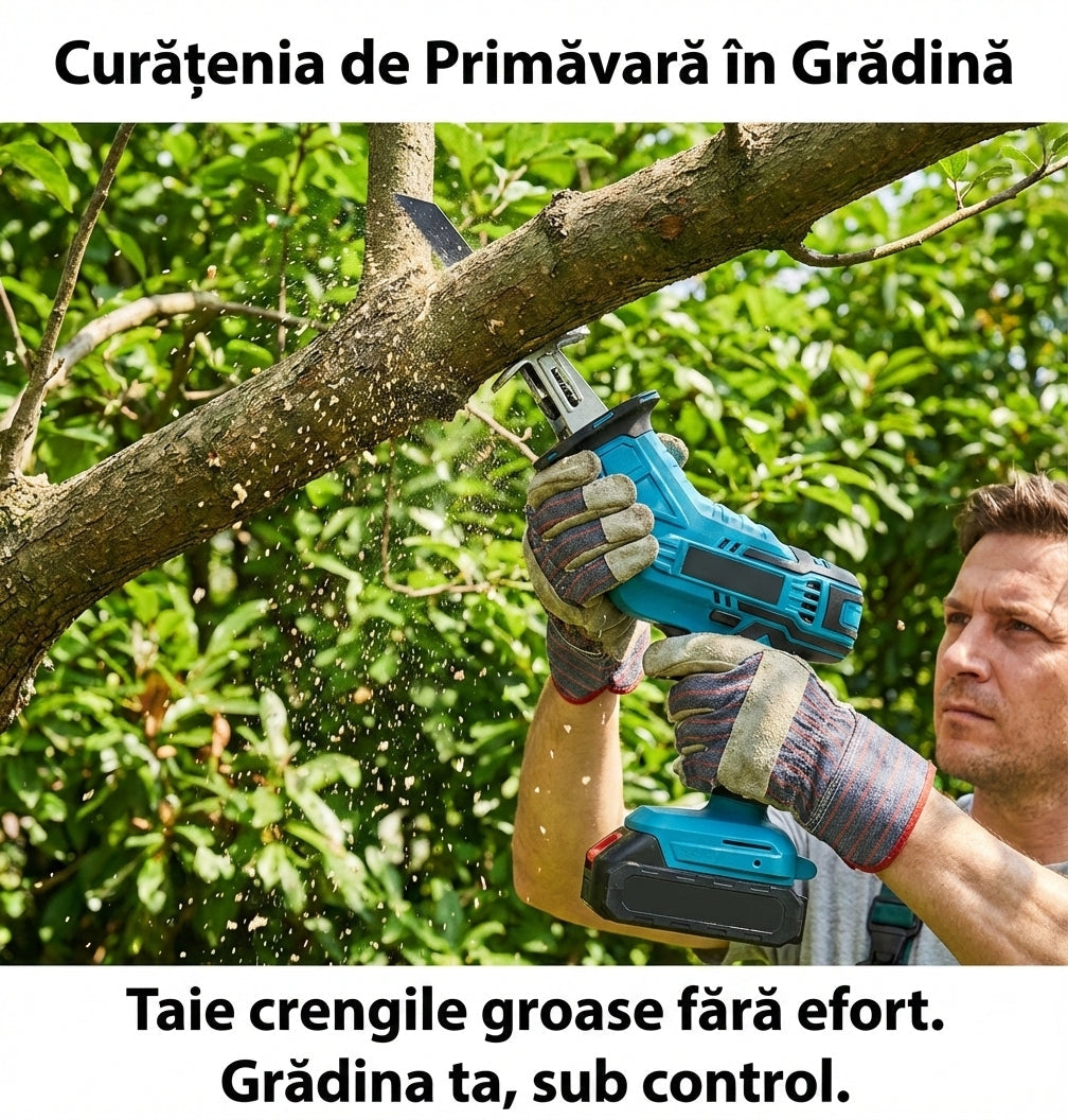 Fierăstrău Sabie Reciproc cu 2 Acumulatori 48V - Tăiere Lemn & Metal, 4000RPM + 4 Lame Incluse