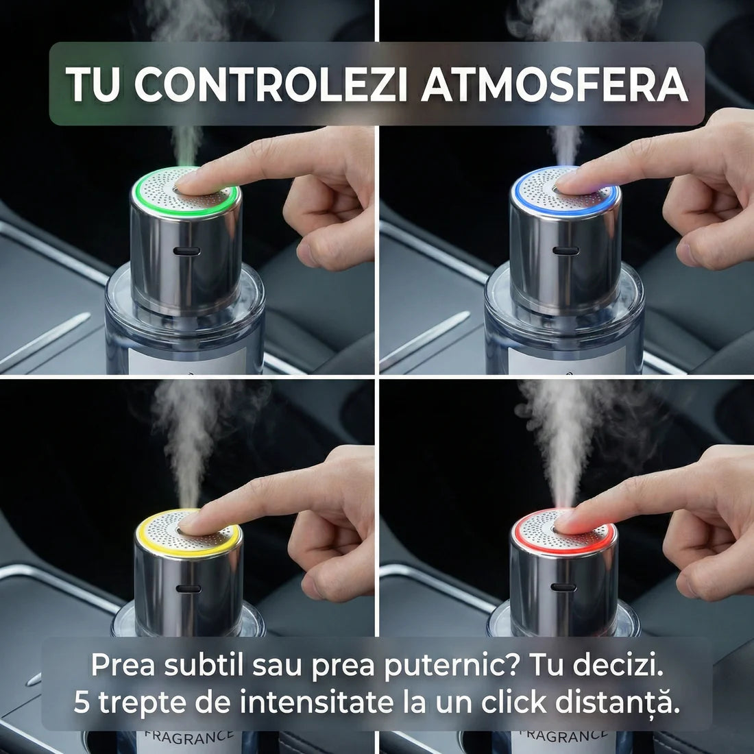 Difuzor Odorizant Automat 160ml pentru Auto și Casă, Acumulator Reîncărcabil, 5 Trepte de Intensitate, Aromaterapie Portabilă