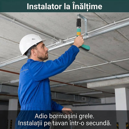 Pistol de Bătut Cuie în Beton  + 50 Cuie - Putere Ajustabilă 3 Trepte & Amortizor Zgomot (Fără Aer/Curent)