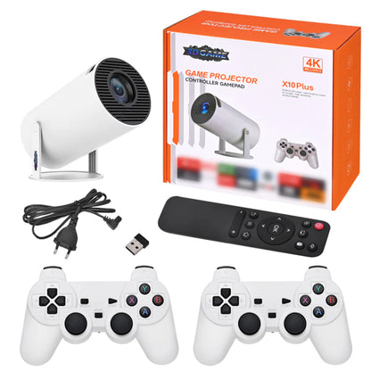 Consolă de Jocuri HD cu Proiector Portabil X10 PLUS, Android 11.0, 120 ANSI Lumeni, WiFi 5G, Include 2 Controllere, Alb