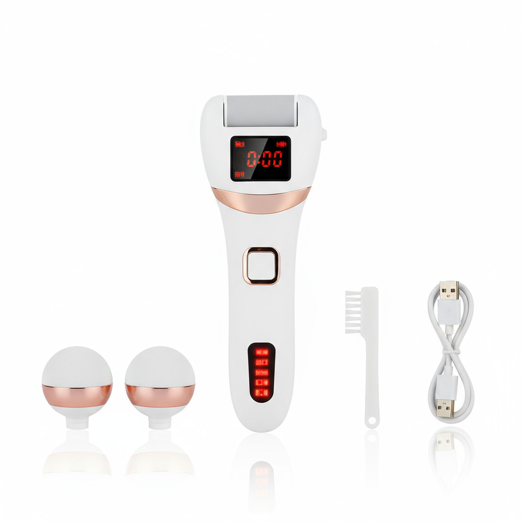 Pila electrica  pentru picioare , ecran LCD, Set cu accesorii incluse.