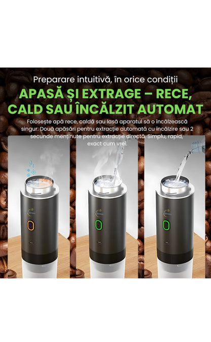 Espressor Portabil 3 în 1 – Cafea Măcinată, Capsule Nespresso & Dolce Gusto