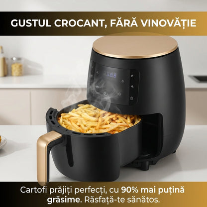 Friteuză cu Aer Cald (Air Fryer) Digitală 6L, 2400W, Funcție Coacere