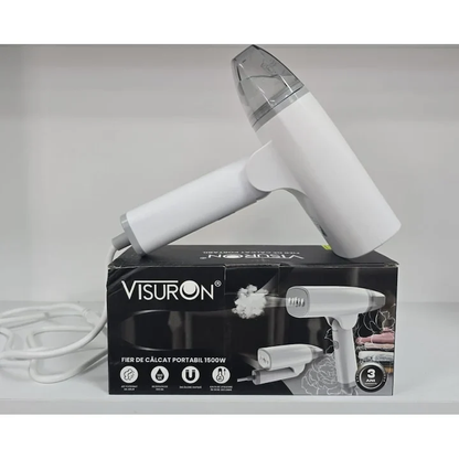 Fier de Călcat cu Abur Portabil VISURON 1500W, Încălzire Rapidă 30s, Pliabil, Compact – Ideal pentru Acasă și Călătorii