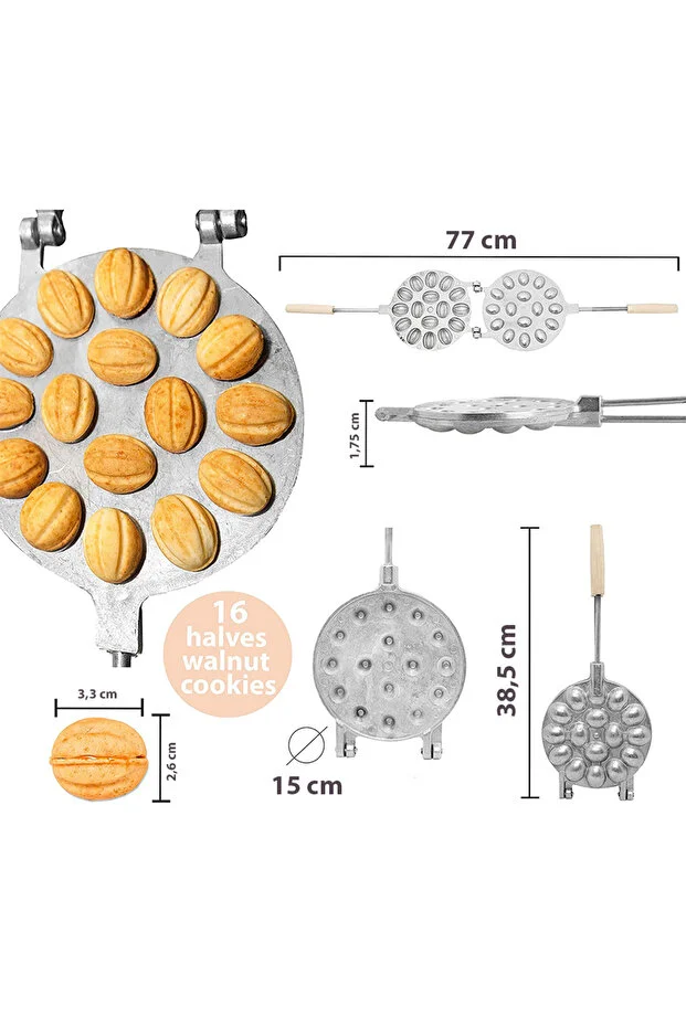 Forma pentru Prajituri Nuci cu 16 orificii, premium, maner lemn