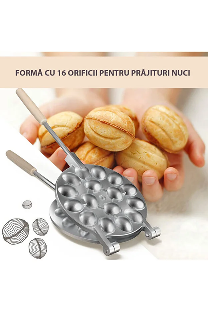 Forma pentru Prajituri Nuci cu 16 orificii, premium, maner lemn