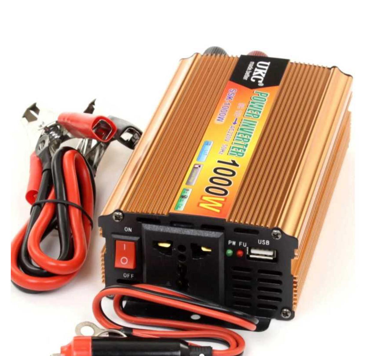 Invertor auto UKC 1000W, 12V la 220V – alimentare sigură și practică pentru dispozitivele tale.