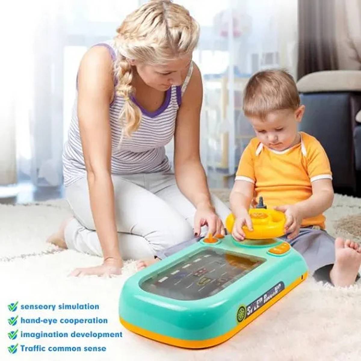 Volan interactiv pentru copii 3+, jucărie  cu lumini, sunete