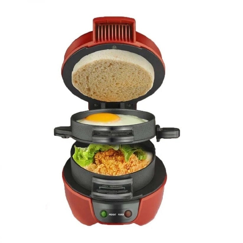 Aparat de facut burgeri sau sandwich-uri RAF 600W, Rosu.