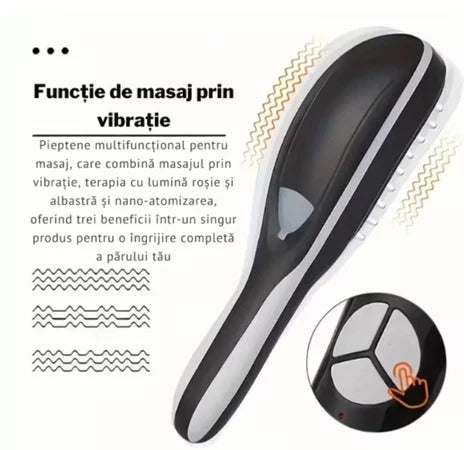 Perie Masaj 4 in 1  Terapie Capilară cu Aburi și Lumină
