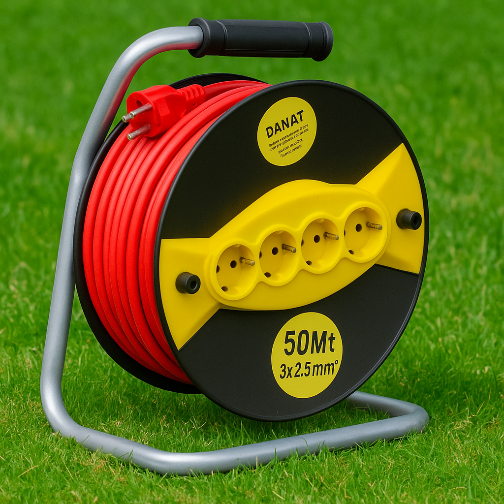 Rola Prelungitor 50M cu 4 Prize – Cablu 3x2.5mm cu Tambur.