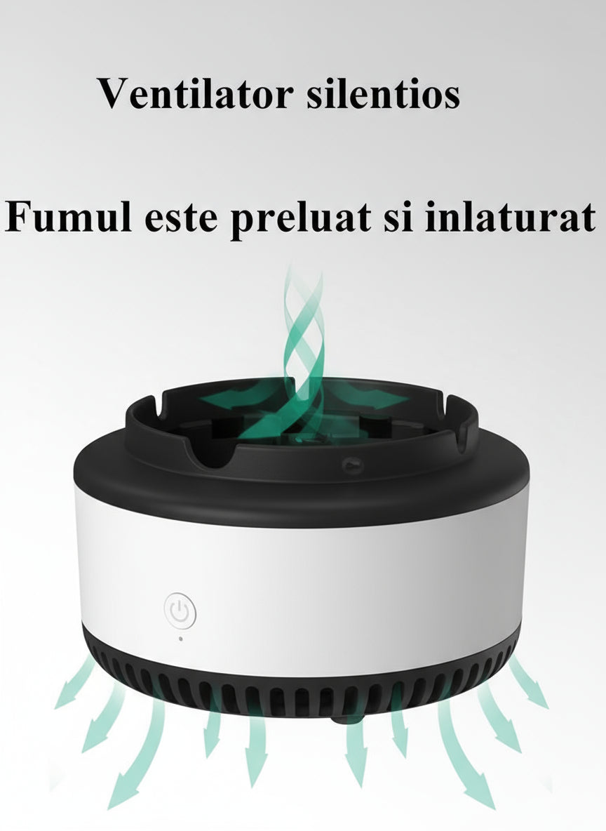 Scrumiera electrica  inteligenta ,cu aspiratie, alimentare baterii AA