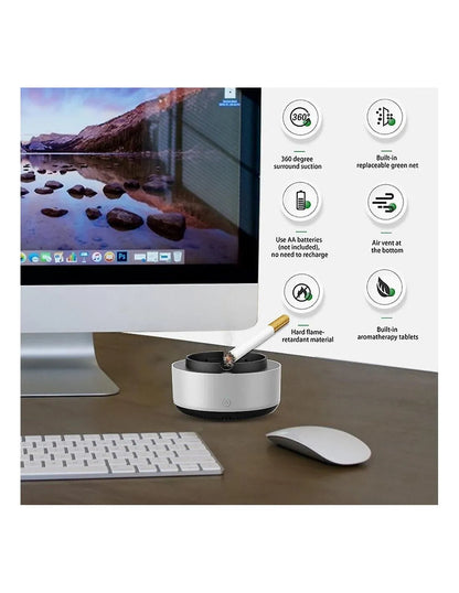 Scrumiera electrica  inteligenta ,cu aspiratie, alimentare baterii AA