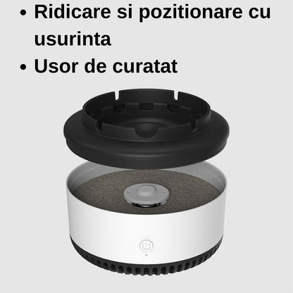 Scrumiera electrica  inteligenta ,cu aspiratie, alimentare baterii AA