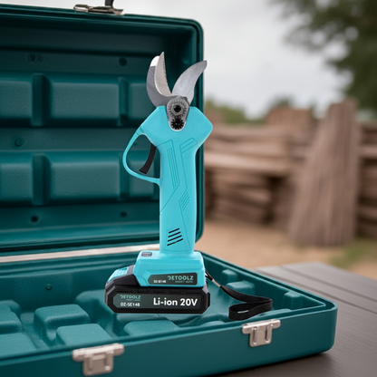 Foarfeca Electrica pentru Gradinarit cu 2 Acumulatori 48V, cu Lama din Otel Carbon, Baterie 9700mAh, Accesorii si Valiza Transport.