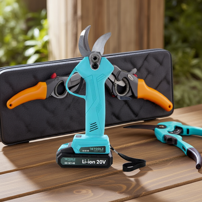 Foarfeca Electrica pentru Gradinarit cu 2 Acumulatori 48V, cu Lama din Otel Carbon, Baterie 9700mAh, Accesorii si Valiza Transport.